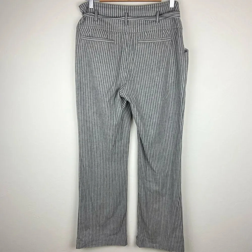Sundance Rory Striped Belted Linen Pants - Gray & White